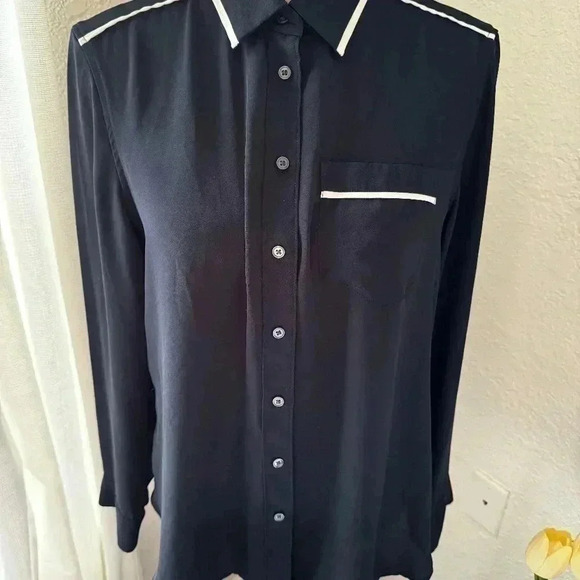 Banana Republic Women's Dillon Classic-Fit Piped Shirt - Picture 3 of 8